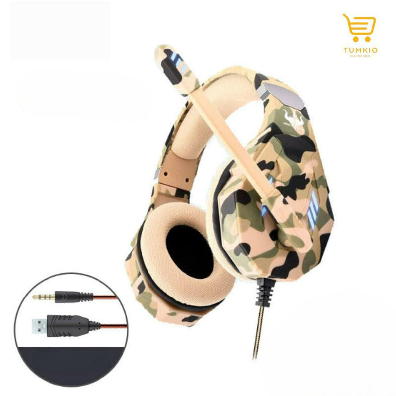 Fone De Ouvido Headset Gamer Camuflado